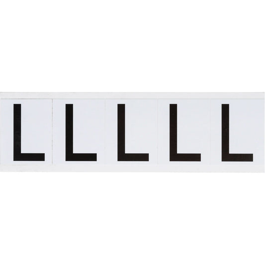 Individual Number and Letter Labels, L, 2" H, Black on White