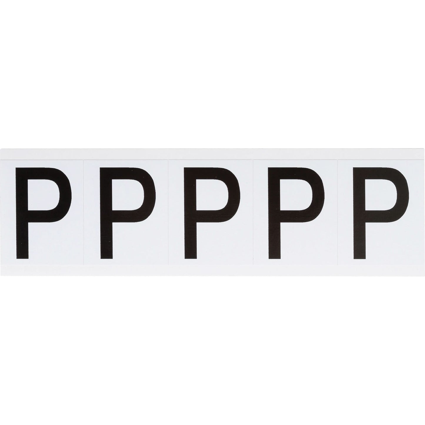 Individual Number & Letter Labels, P, 2" H, Black on White