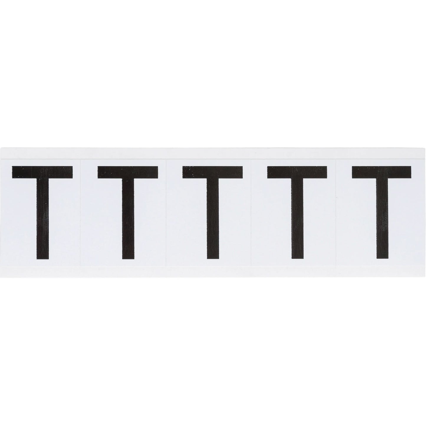 Individual Number & Letter Labels, T, 2" H, Black on White