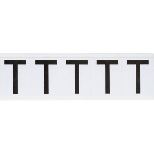 Individual Number & Letter Labels, T, 2" H, Black on White