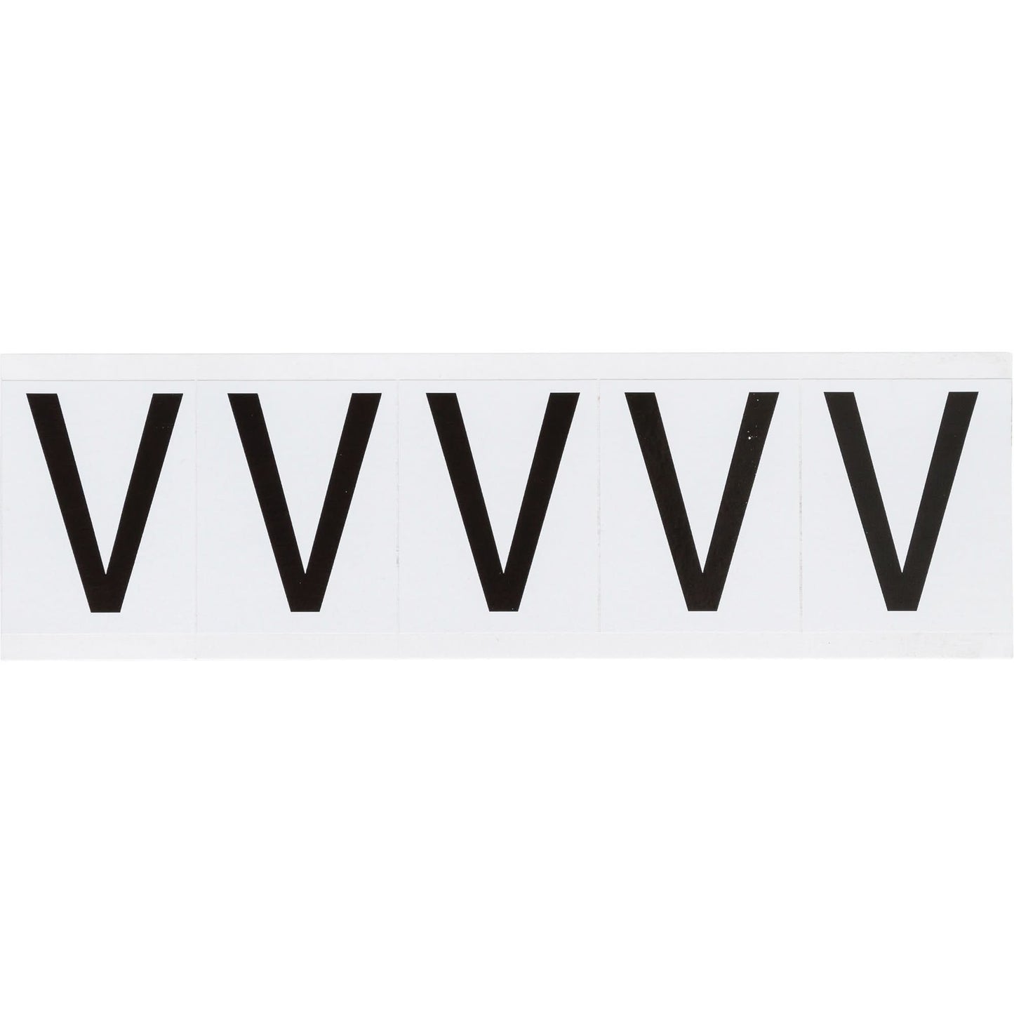 Individual Number & Letter Labels, V, 2" H, Black on White