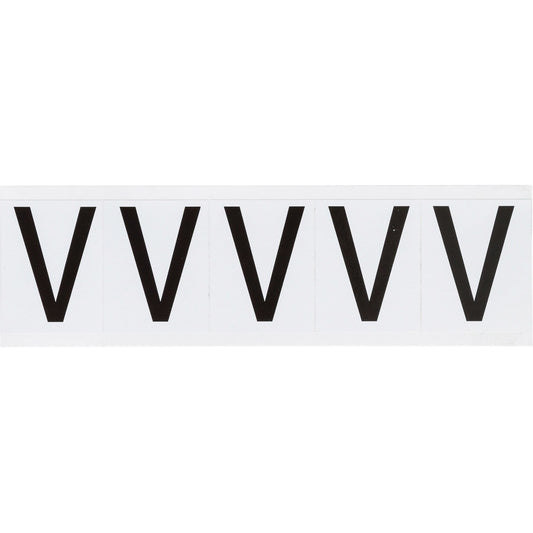 Individual Number & Letter Labels, V, 2" H, Black on White