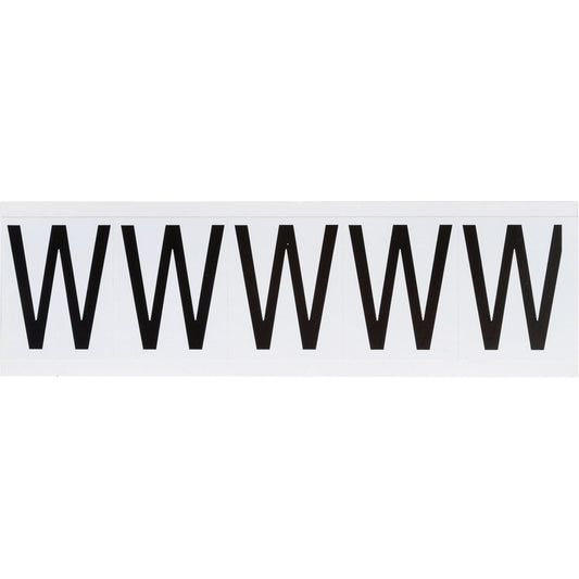 Individual Number & Letter Labels, W, 2" H, Black on White