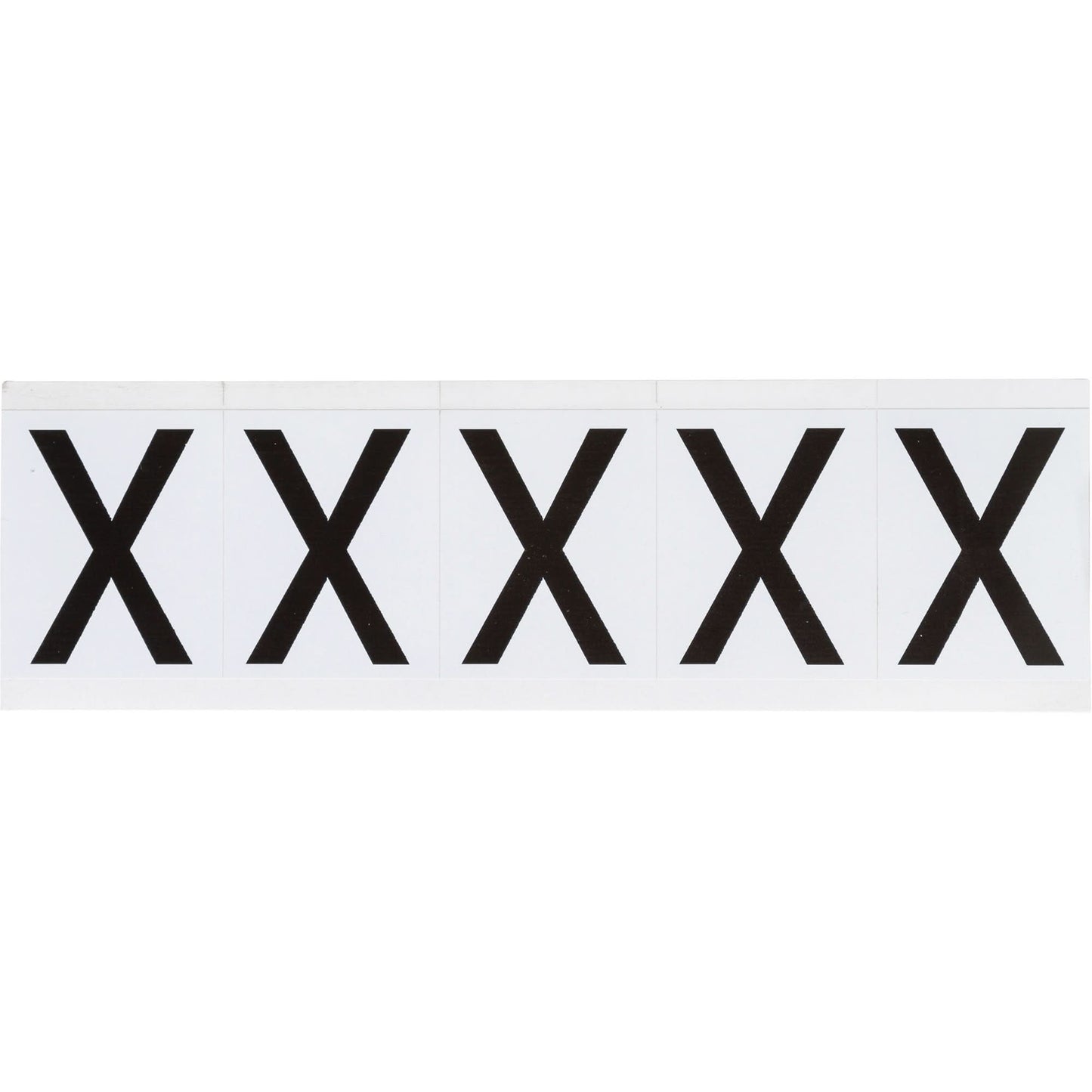 Individual Number & Letter Labels, X, 2" H, Black on White