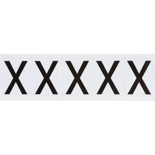 Individual Number & Letter Labels, X, 2" H, Black on White