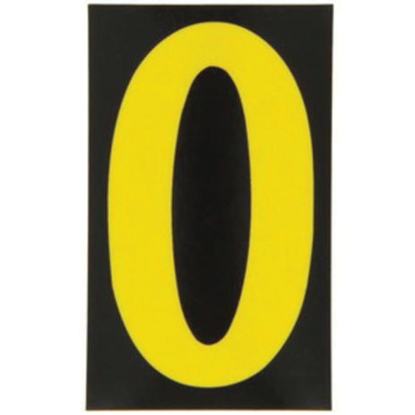 Reflective Individual Number and Letter Labels, 0, 2-1/2" H, Yellow on Black