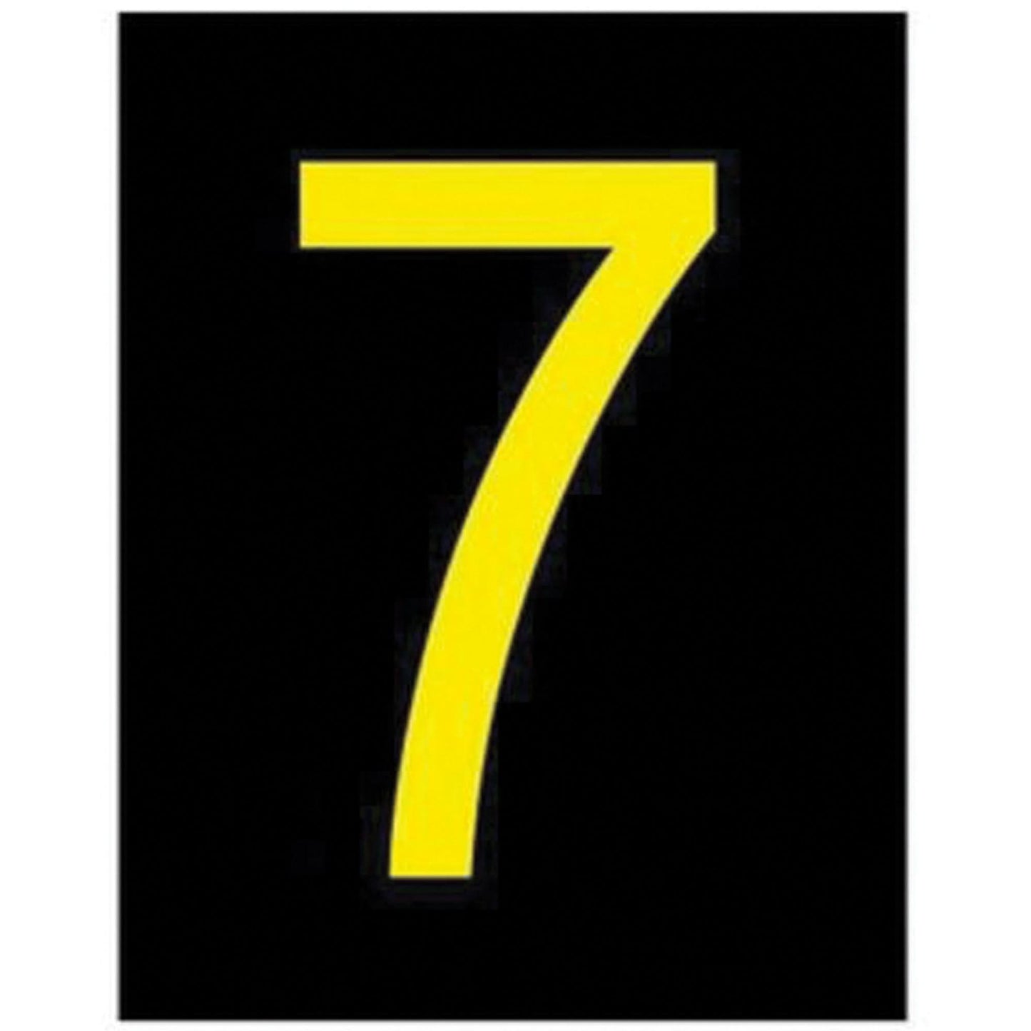 Reflective Individual Number and Letter Labels, 7, 2-1/2" H, Yellow on Black