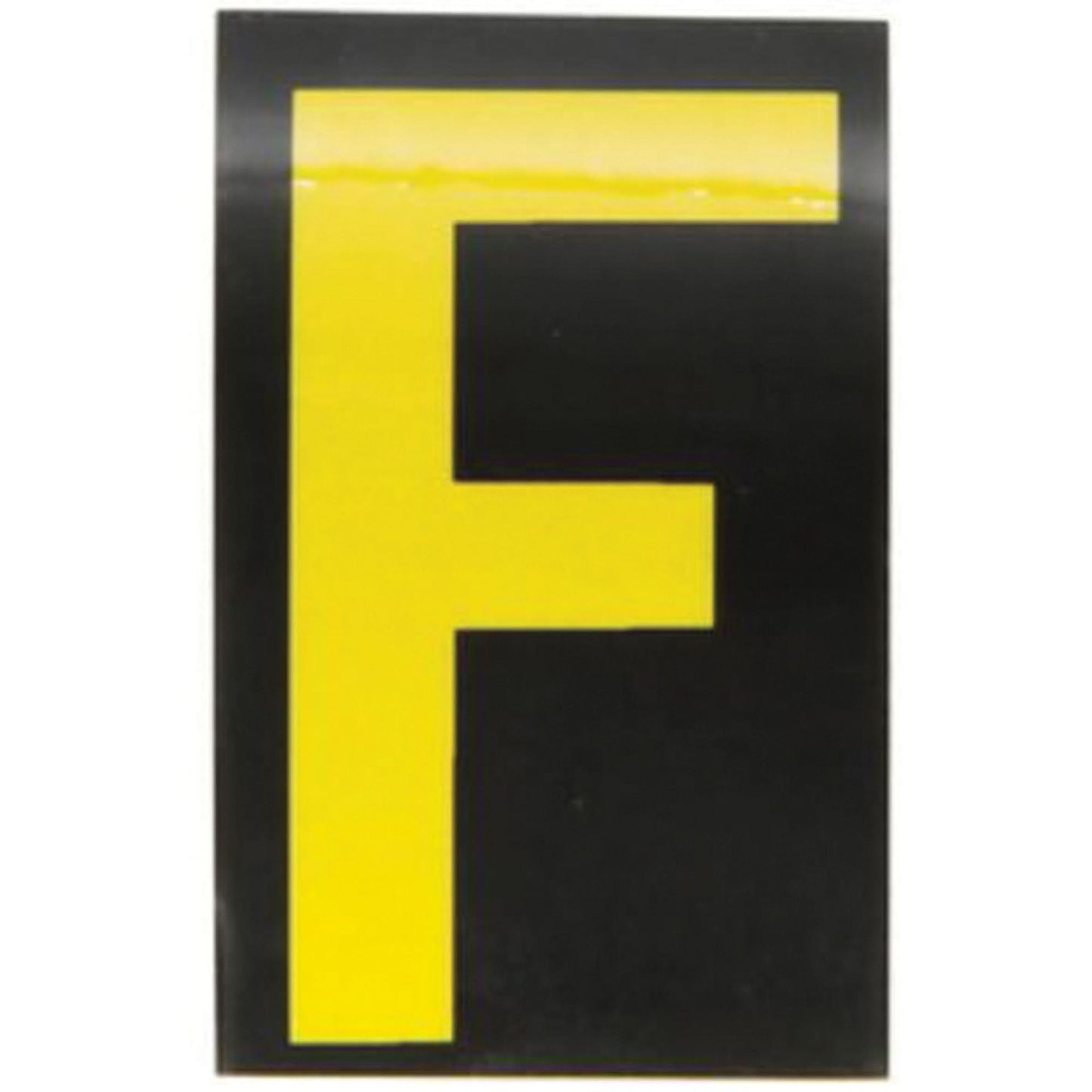 Reflective Individual Number and Letter Labels, F, 2-1/2" H, Yellow on Black
