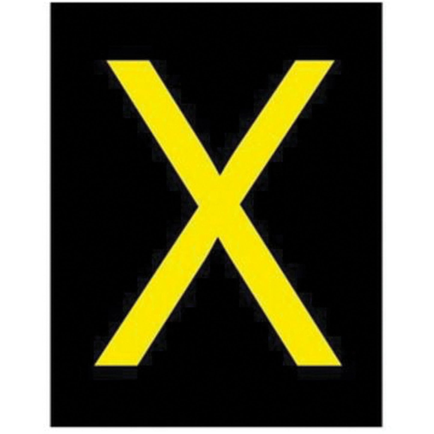Reflective Individual Number & Letter Labels, X, 2-1/2" H, Yellow on Black