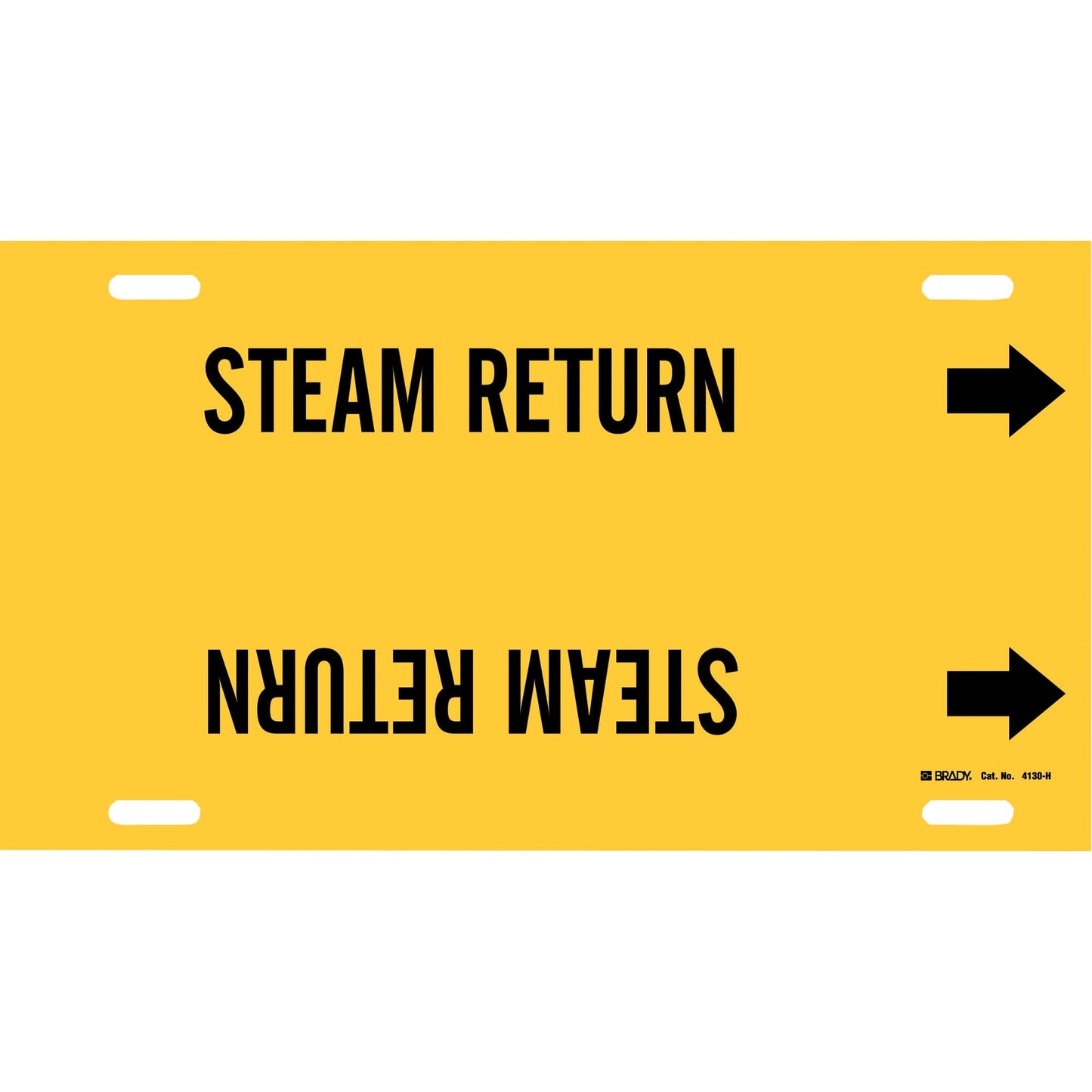 "Steam Return" Pipe Marker, Strap-On, 10" H x 32" W, Black on Yellow