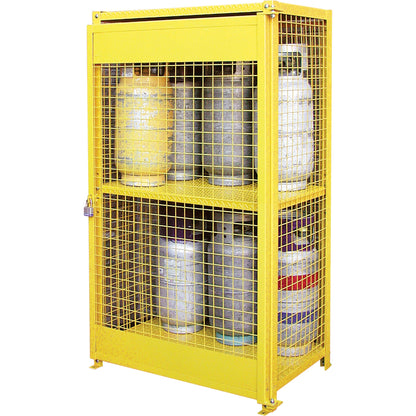 Armoires pour bouteilles de gaz, capacité 12 bouteilles, 111,76 cm L x 76,2 cm P x 187,96 cm H, jaune