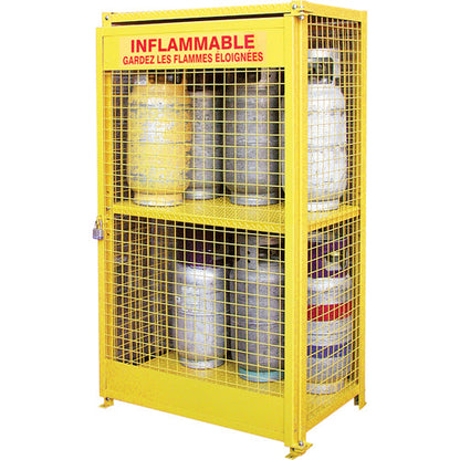Armoires pour bouteilles de gaz, capacité 12 bouteilles, 111,76 cm L x 76,2 cm P x 187,96 cm H, jaune