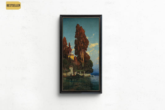 Vintage Italian Lake Art Print: Salomon Corrodi Orientalist Painting (2x1)