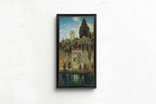 Gravure Salomon Corrodi San Lazzaro Venise : Art orientaliste vintage du monastère insulaire (2x1)
