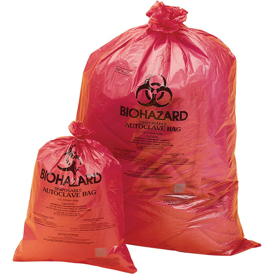 Sacs d'élimination des déchets dangereux, Bio-Hazard, 89 cm L x 64 cm W, 0,0317 mm, capacité de 45,4 L (12 gal.)