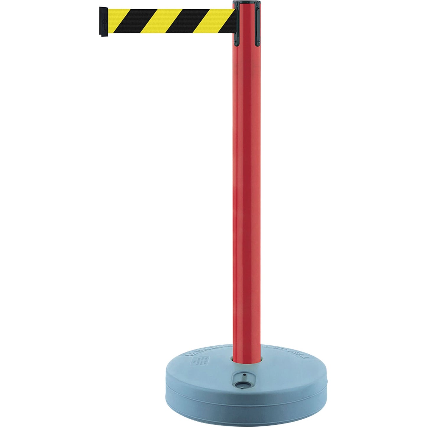 Outdoor Tensabarrier® Unit, Plastic, 37" H, Black/Yellow Tape, 7.5' Tape Length