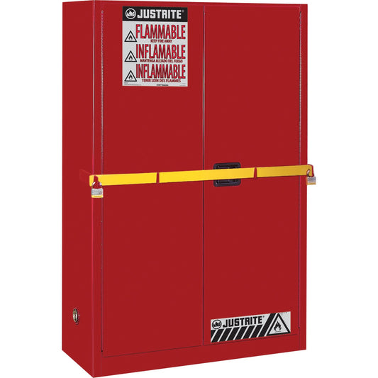 Armoire de sécurité pour produits inflammables haute sécurité avec barre d'acier, 170 L, 2 étagères
