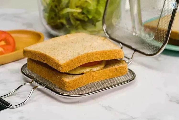 Sandwich BBQ Grill Grille-pain à sandwich Four à pain en acier inoxydable Filet de barbecue Outil de cuisson pour le petit-déjeuner