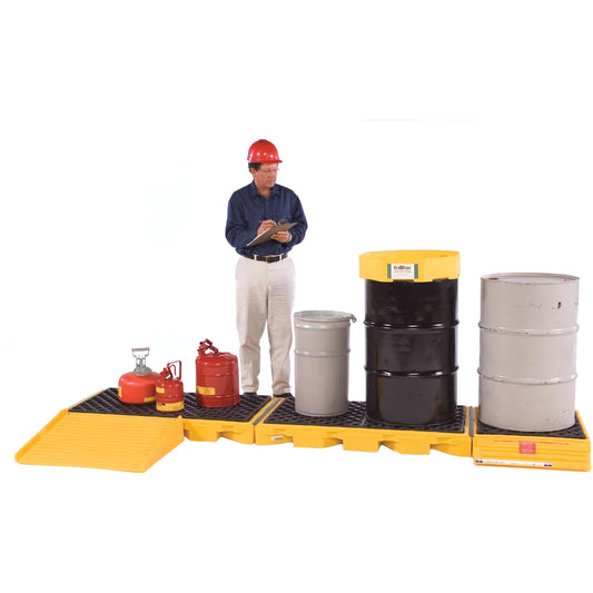 Plateformes anti-déversement Ultra-Inline®, capacité de déversement de 458 L, 329,6 cm x 65,8 cm x 14,7 cm