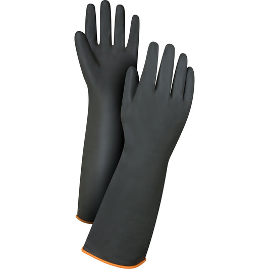 Gants pour produits chimiques lourds, Taille Grand/9, 45,7 cm L, Latex de caoutchouc, 0,76 mm