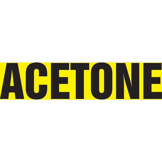 "Acetone" Pipe Marker, Self-Adhesive, 4" H x 24" W, Black on Yellow