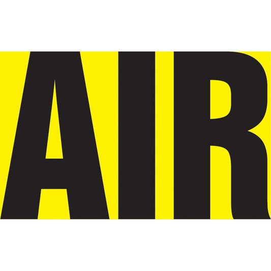 "Air" Pipe Marker, Self-Adhesive, 1" H x 8" W, Black on Yellow
