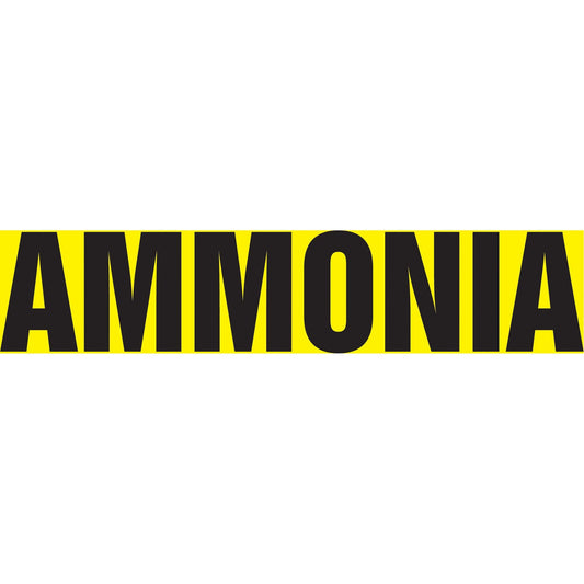 "Ammonia" Pipe Marker, Self-Adhesive, 1" H x 8" W, Black on Yellow
