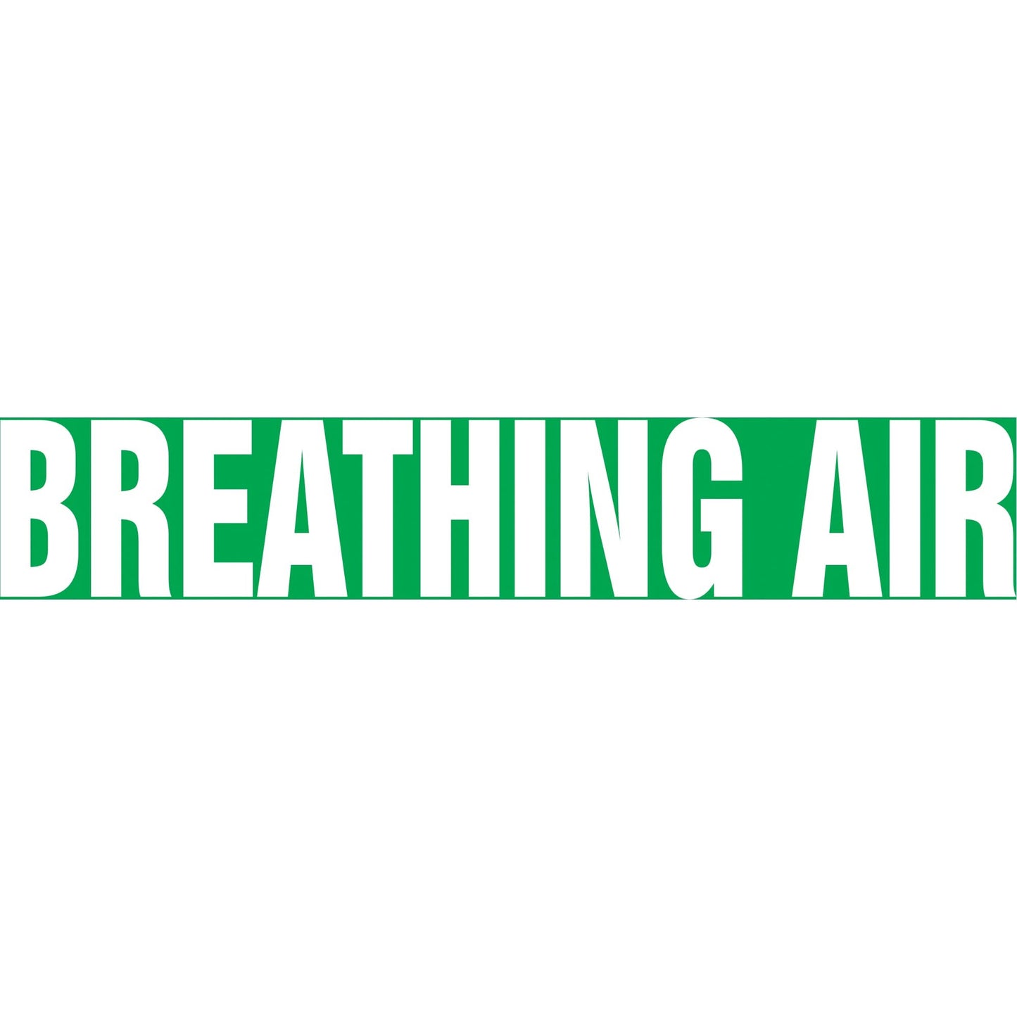 "Breathing Air" Pipe Marker, Self-Adhesive, 1" H x 8" W, White on Green