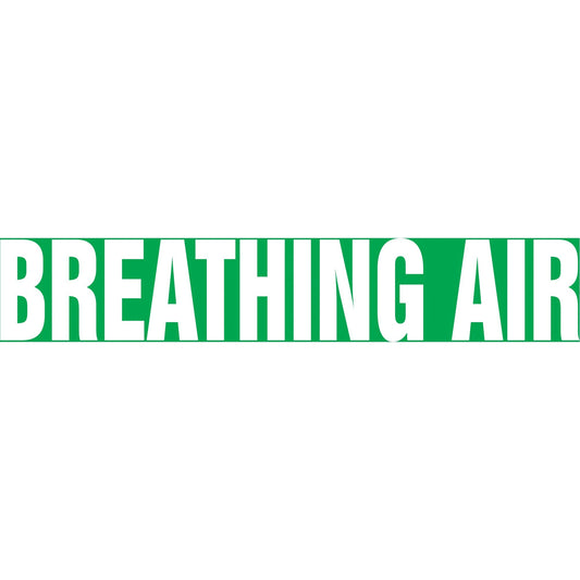 "Breathing Air" Pipe Marker, Self-Adhesive, 2-1/2" H x 12" W, White on Green