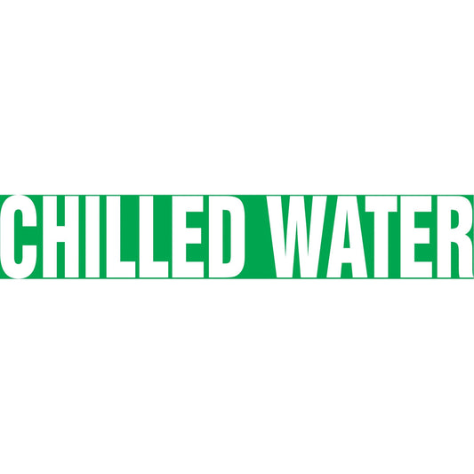 "Chilled Water" Pipe Marker, Self-Adhesive, 1" H x 8" W, Black on Yellow