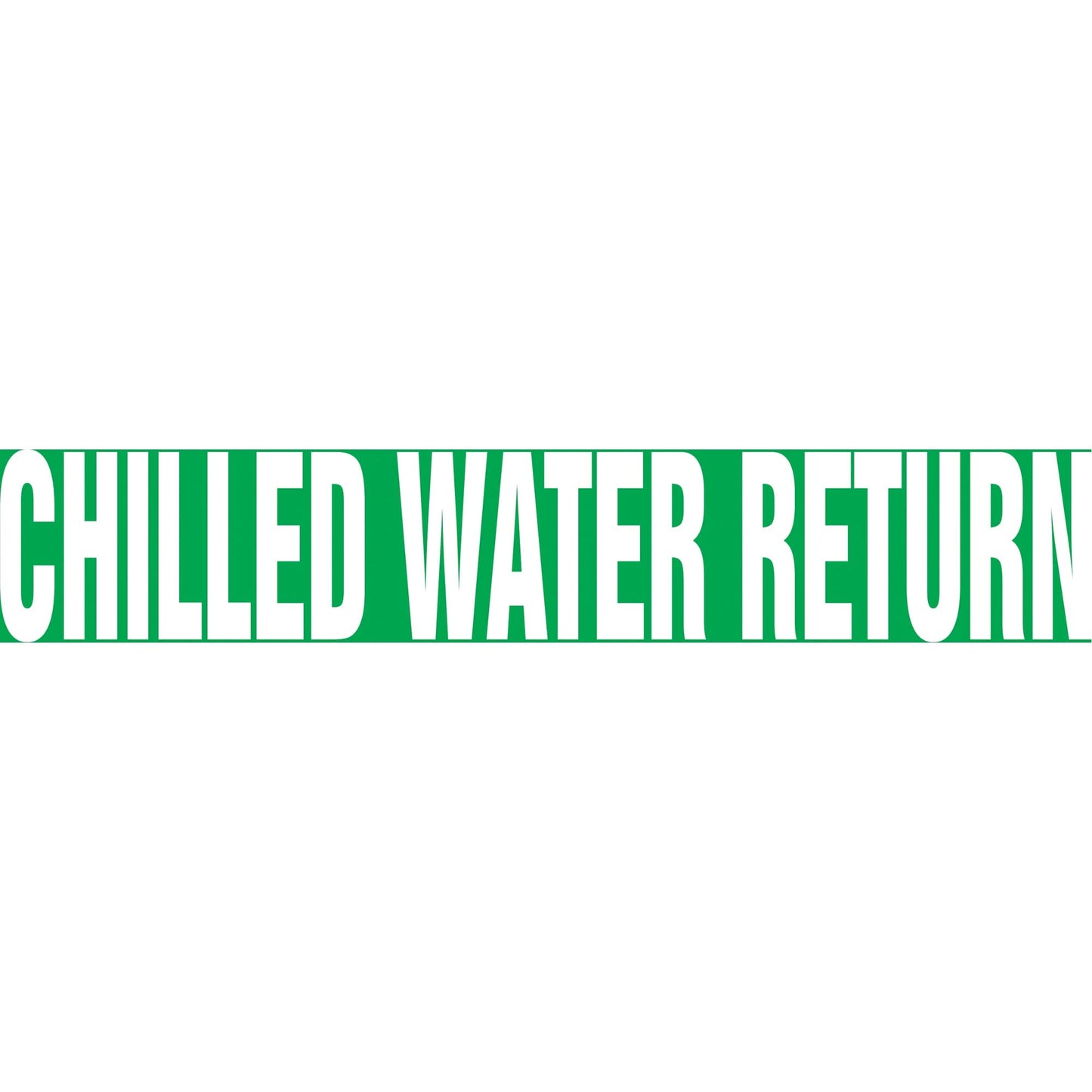 "Chilled Water Return" Pipe Marker, Self-Adhesive, 1" H x 8" W, White on Green