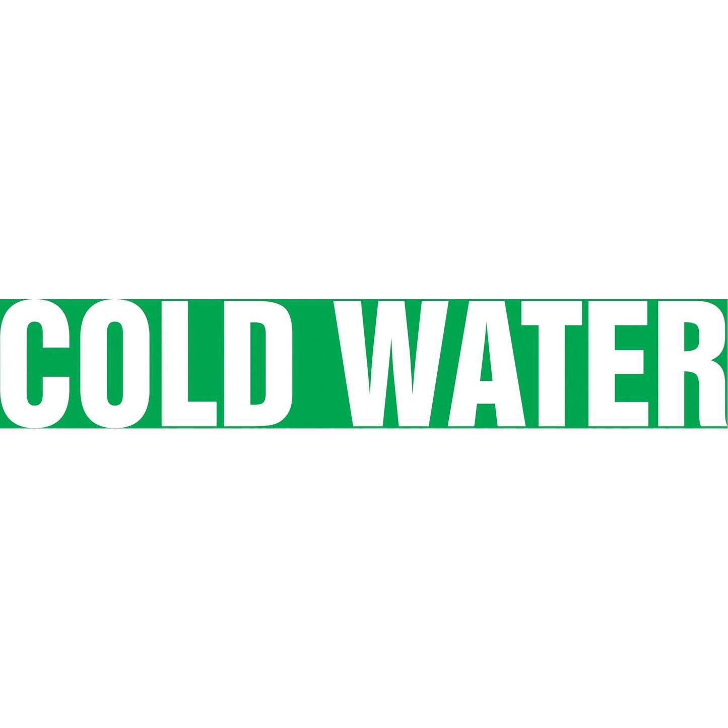 "Cold Water" Pipe Marker, Self-Adhesive, 1-1/2" H x 8" W, White on Green