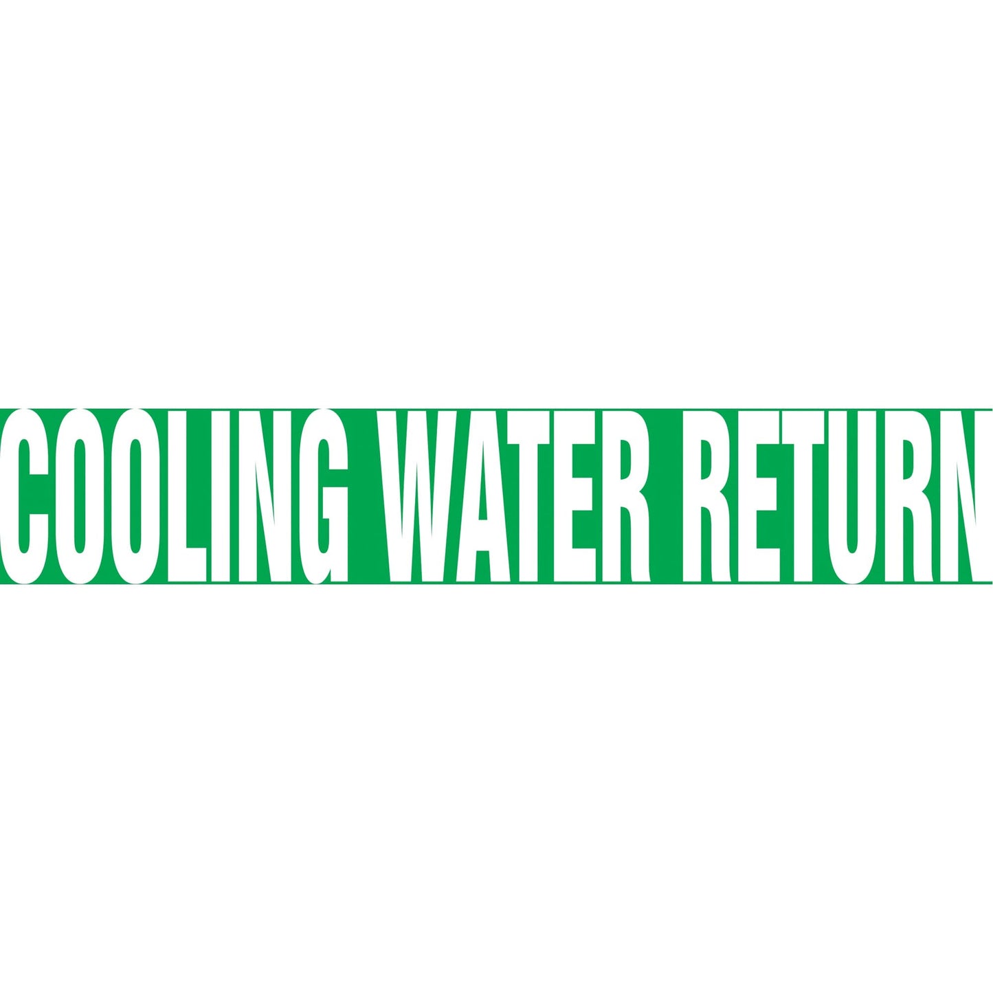 "Cooling Water Return" Pipe Marker, Self-Adhesive, 1-1/2" H x 8" W, White on Green
