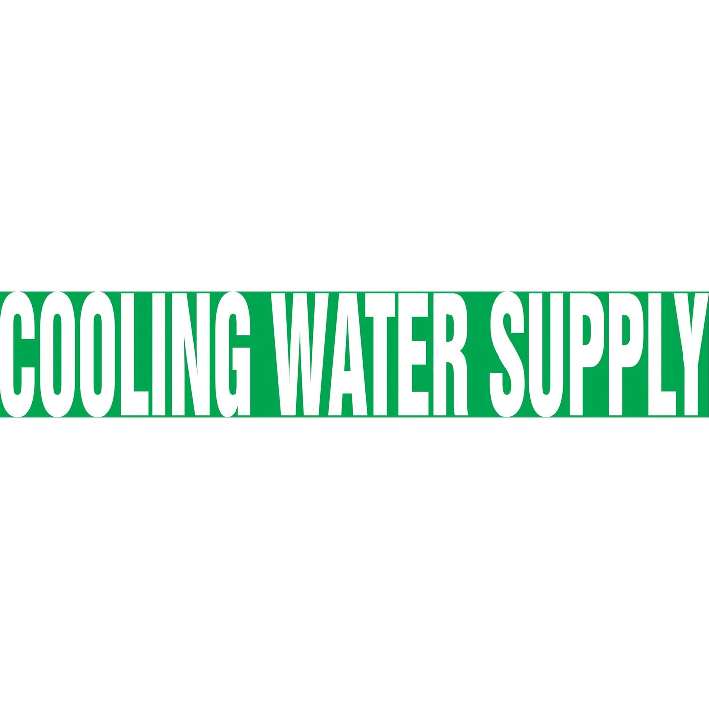"Cooling Water Supply" Pipe Marker, Self-Adhesive, 1" H x 8" W, White on Green