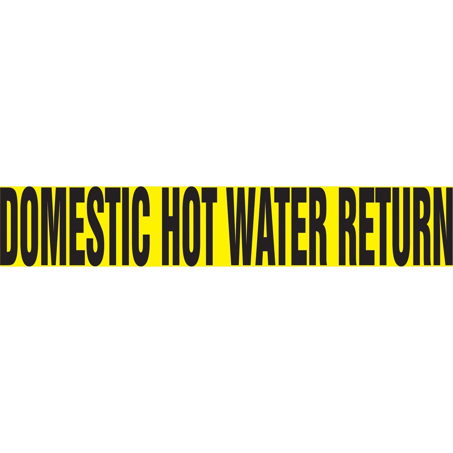 "Domestic Hot Water Return" Pipe Marker, Self-Adhesive, 1-1/2" H x 8" W, Black on Yellow