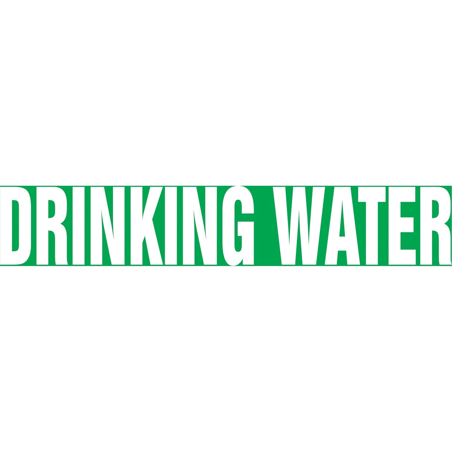 "Drinking Water" Pipe Marker, Self-Adhesive, 1-1/2" H x 8" W, White on Green