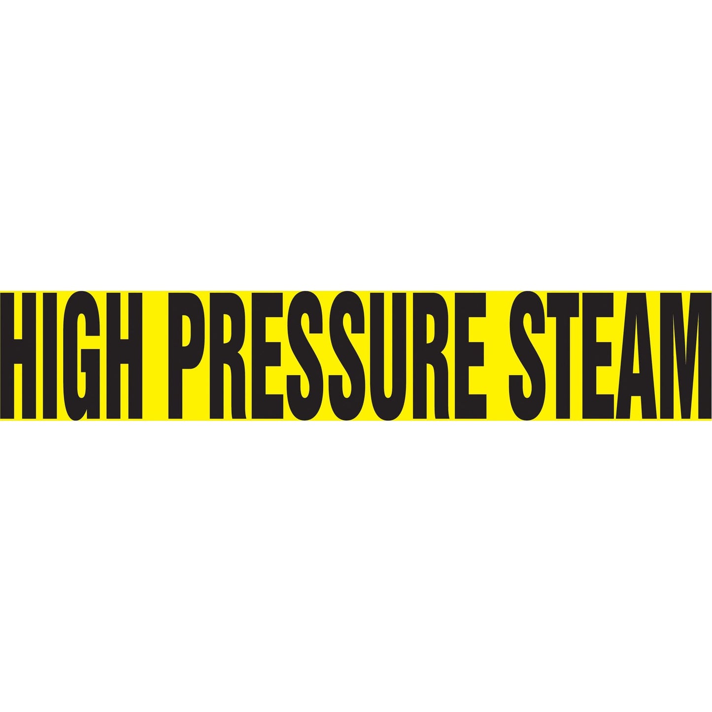 "High Pressure Steam" Pipe Marker, Self-Adhesive, 1" H x 8" W, Black on Yellow