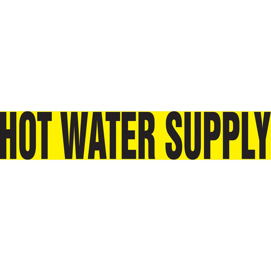 "Hot Water Supply" Pipe Markers, Self-Adhesive, 2-1/2" H x 12" W, Black on Yellow