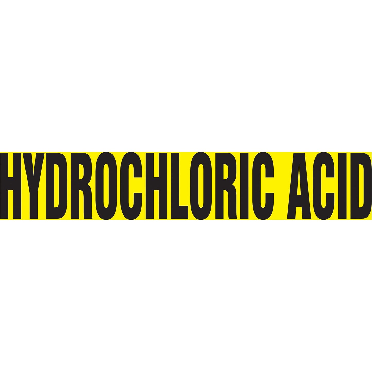"Hydrochloric Acid" Pipe Markers, Self-Adhesive, 4" H x 24" W, Black on Yellow