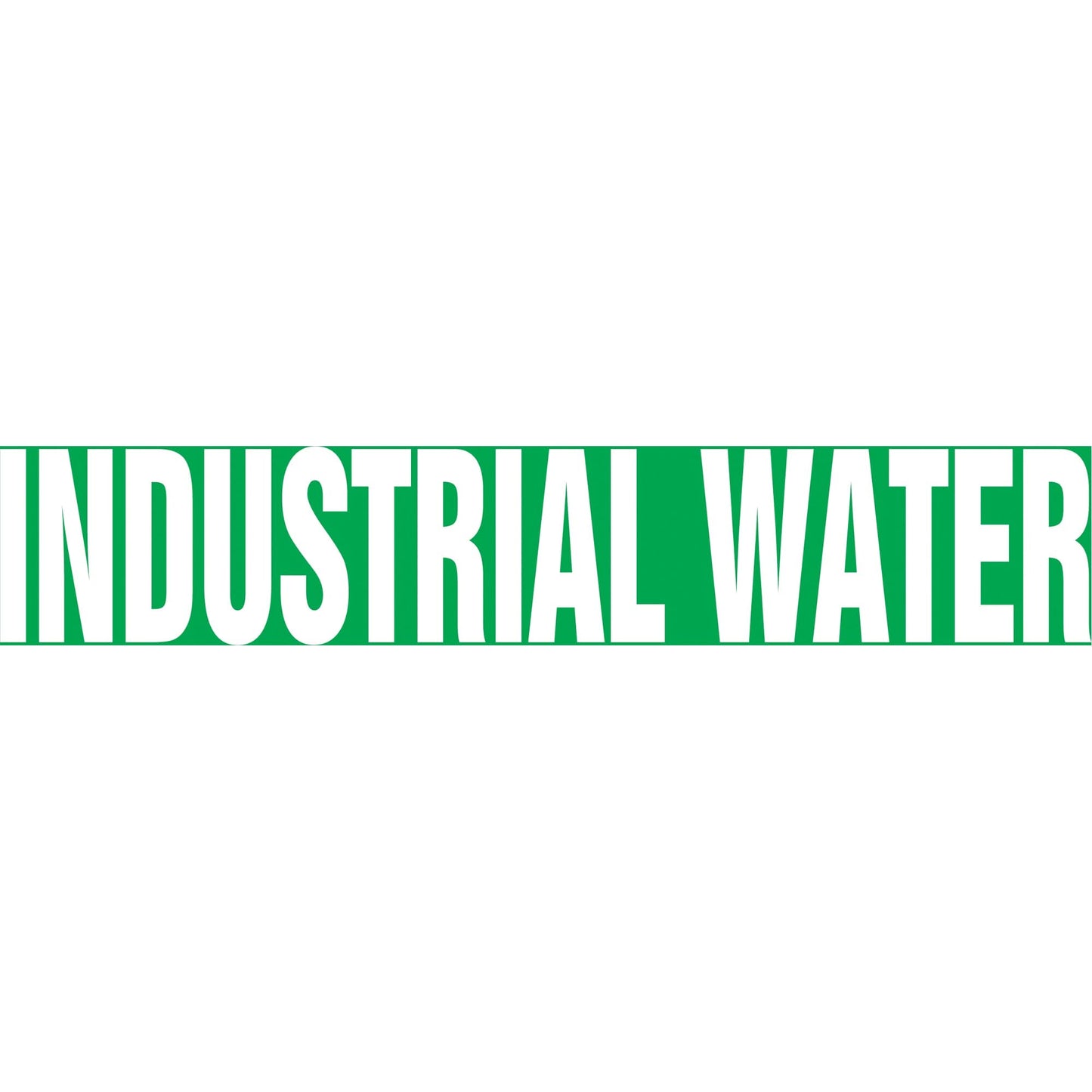 "Industrial Water" Pipe Marker, Self-Adhesive, 1-1/2" H x 8" W, White on Green