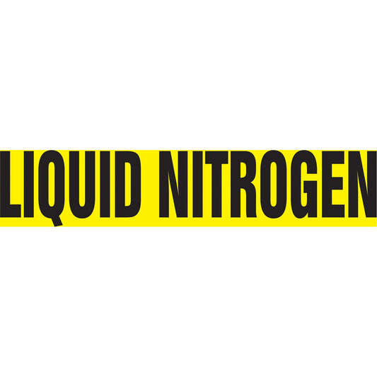 "Liquid Nitrogen" Pipe Marker, Self-Adhesive, 1-1/2" H x 8" W, Black on Yellow