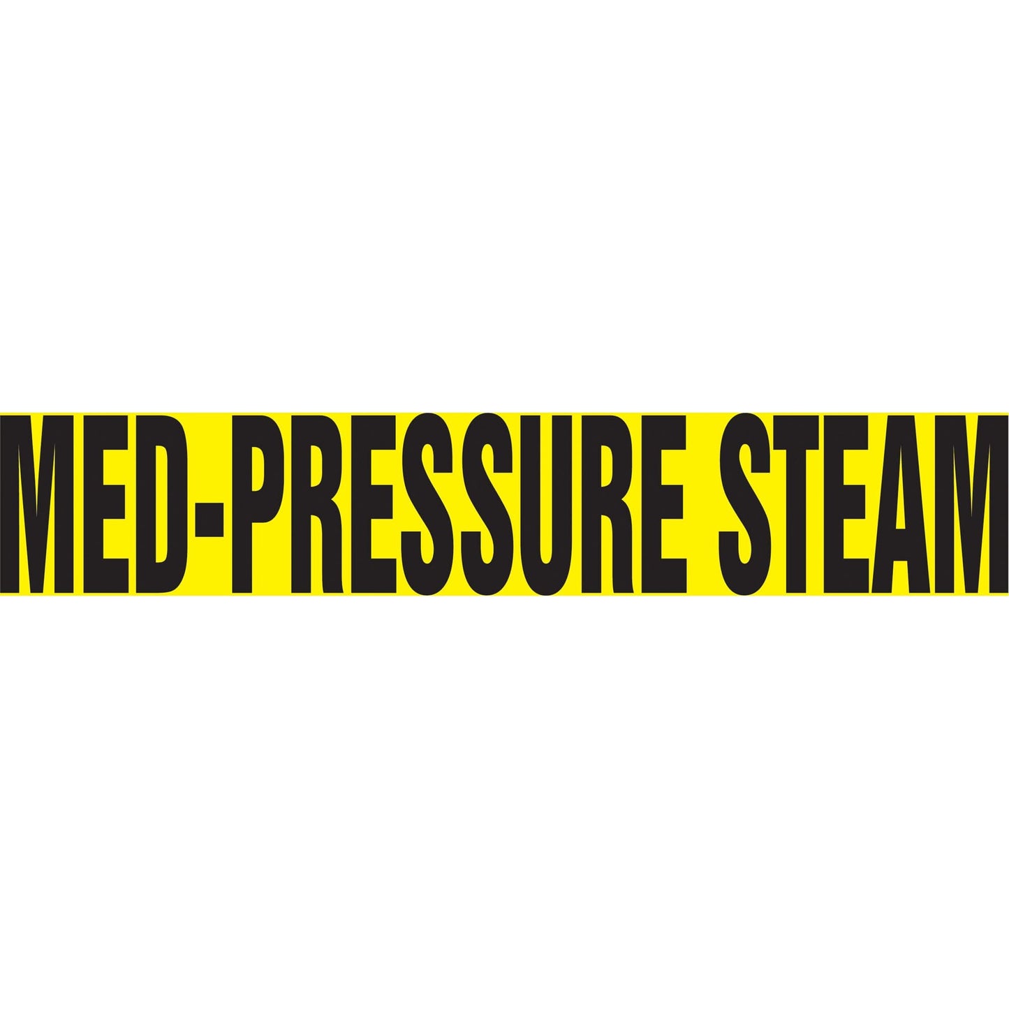 "Med-Pressure Steam" Pipe Marker, Self-Adhesive, 1-1/2" H x 8" W, Black on Yellow