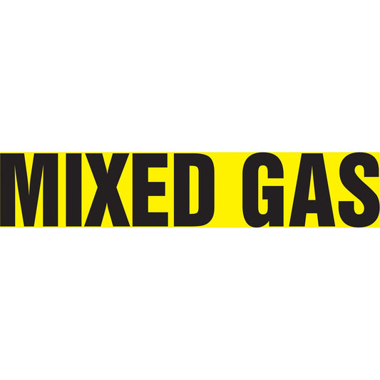 "Mixed Gas" Pipe Marker, Self-Adhesive, 4" H x 24" W, Black on Yellow