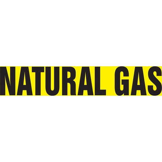 Marqueurs de tuyaux "Gaz Naturel", auto-adhésifs, 10,16 cm H x 60,96 cm L, Noir sur Jaune