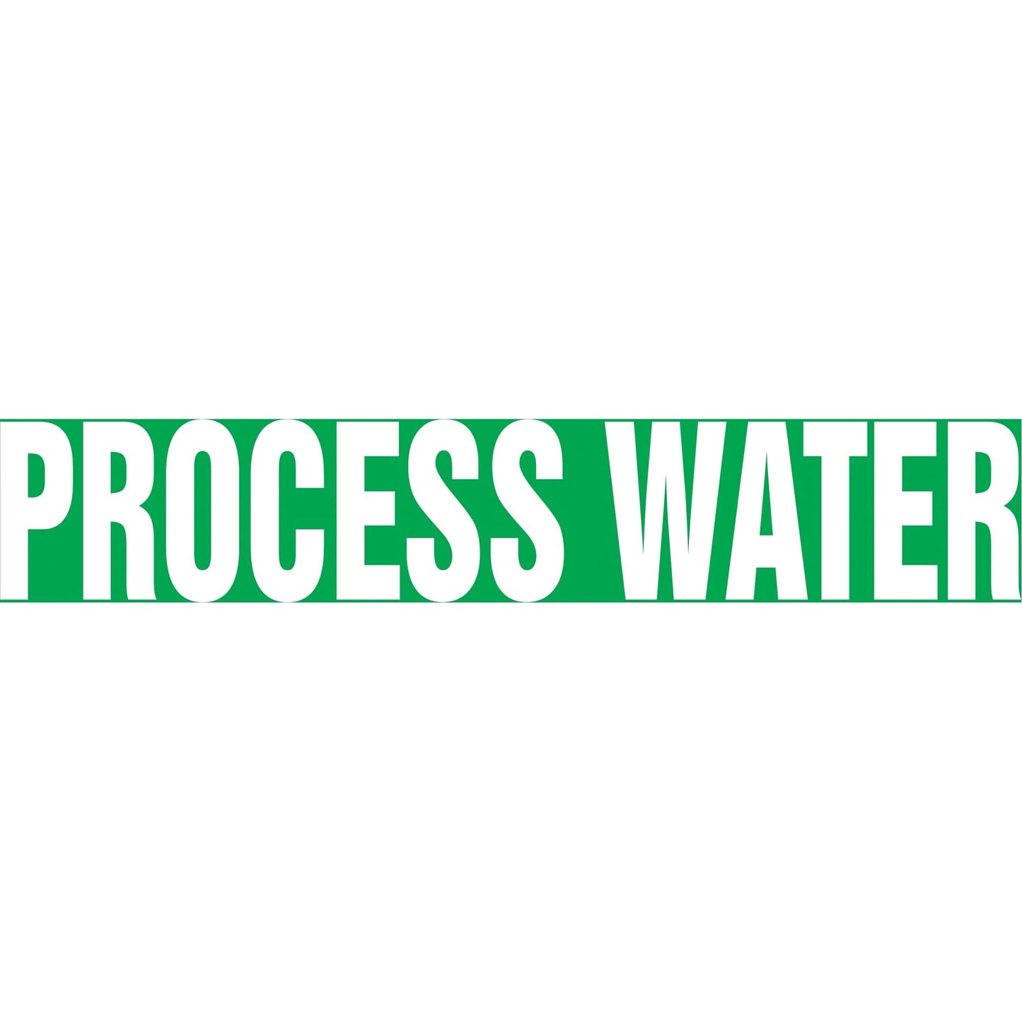Étiquette de tuyau « Eau de process », autocollante, 1-1/2" H x 8" L, blanc sur vert