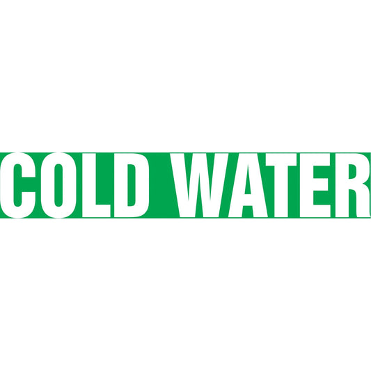 Snap Tite™ "Cold Water" Pipe Marker, Snap-On, 6" H x 8" W, White on Green