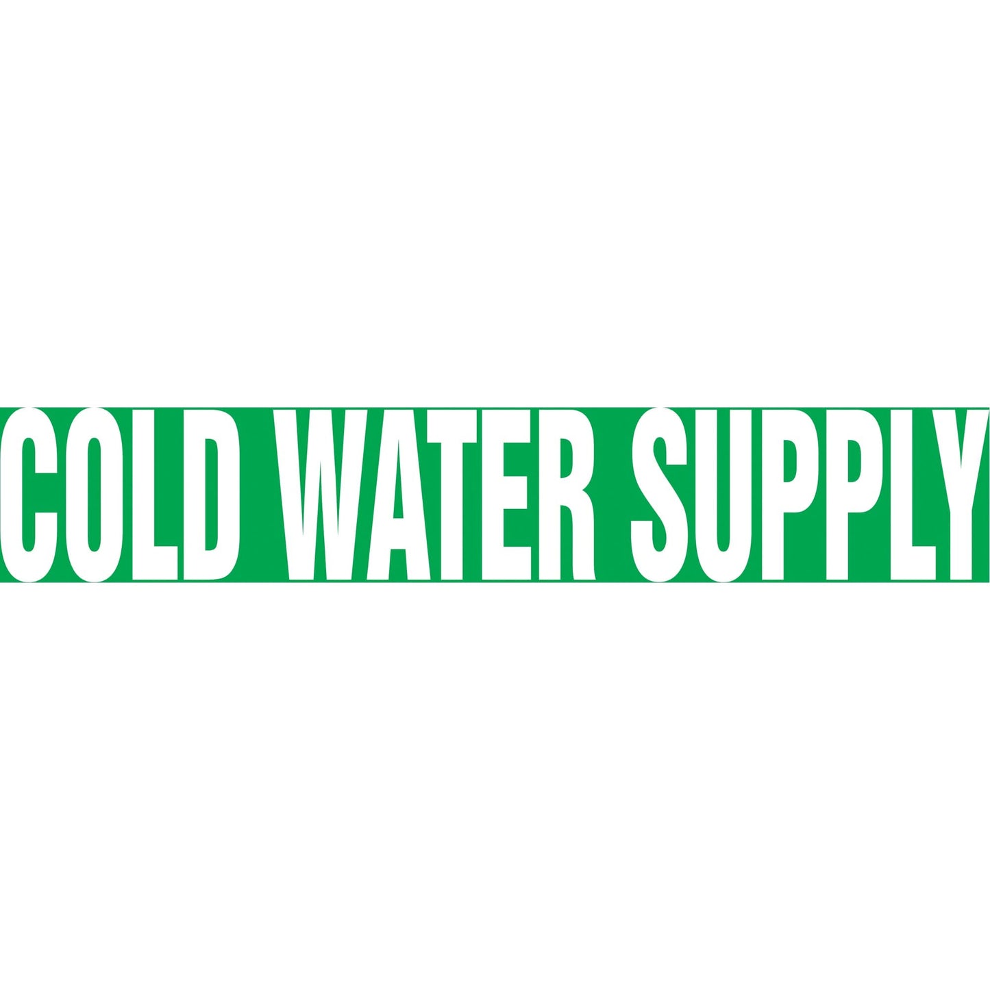 Snap Tite™ "Cold Water Supply" Pipe Marker, Snap-On, 6" H x 8" W, White on Green