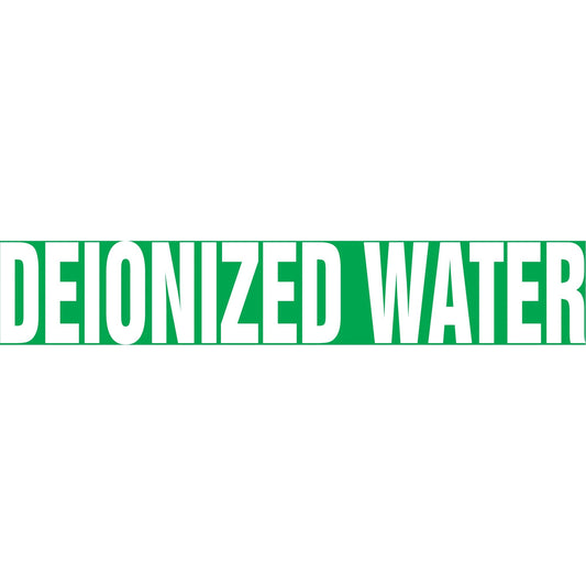 Snap Tite™ "Deionized Water" Pipe Marker, Snap-On, 6" H x 8" W, White on Green