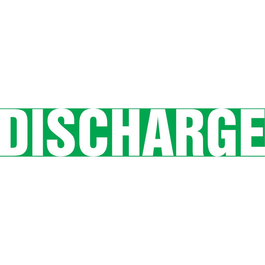 Snap Tite™ "Discharge" Pipe Marker, Snap-On, 6" H x 8" W, White on Green