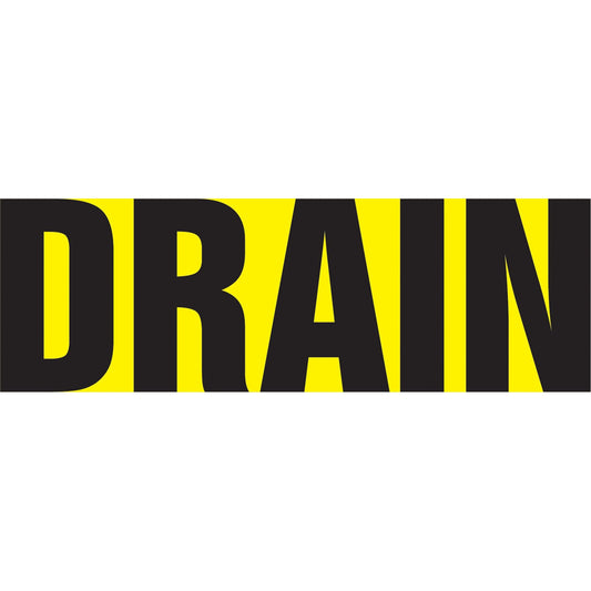 Snap Tite™ "Drain" Pipe Marker, Snap-On, 6" H x 8" W, Black on Yellow